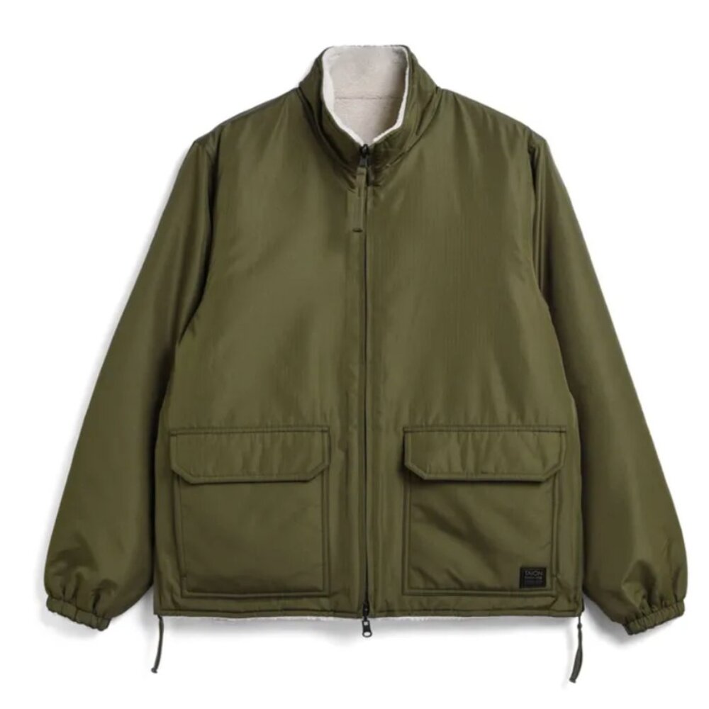 Taion Unisex Military stand-up collar jacket | Dark khaki